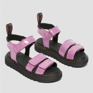 Dr. Martens AirWare Junior Klaire Glitter Strap Sandals Pink Glitter Big Kids 6